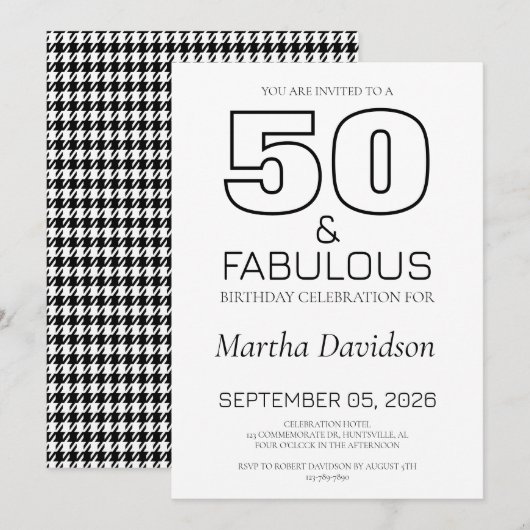 50 and Fabulous | 50th Birthday Invitation Einladung (Vorne/Hinten)