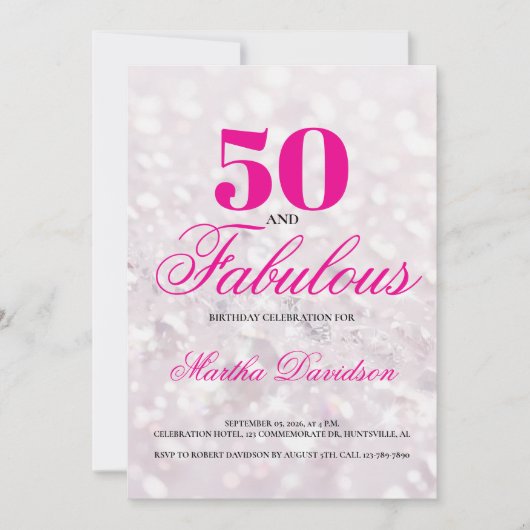 50 and Fabulous | 50th Birthday Invitation Einladung (Vorderseite)