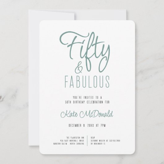 50 and Fabulous 50th Birthday Invitation Einladung (Vorderseite)