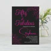 50 and Fabulous | 50th Birthday Party Black Pink Einladung (Stehend Vorderseite)