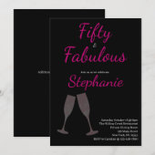 50 and Fabulous | 50th Birthday Party Black Pink Einladung (Vorne/Hinten)
