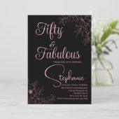 50 and Fabulous | 50th Birthday Party Black Pink Einladung (Stehend Vorderseite)