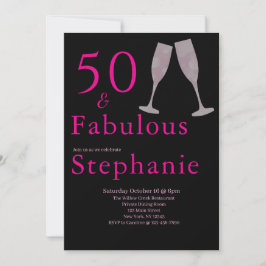 50 and Fabulous | 50th Birthday Party Black Pink Einladung