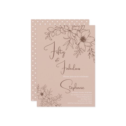 50 and Fabulous | 50th Birthday Party Einladung (Vorderseite/Rückseite Beispiel)