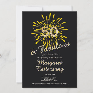 50 and Fabulous | 50th Birthday Party Invitation Einladung