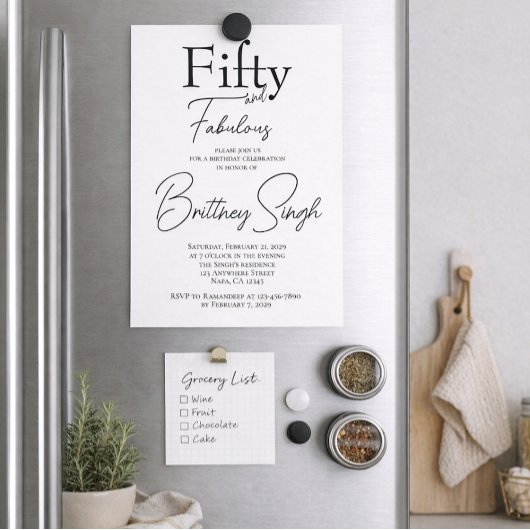 50 and Fabulous | 50th Birthday Party Invitation Einladung