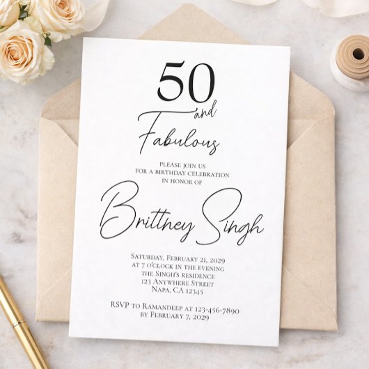 50 and Fabulous | 50th Birthday Party Invitation Einladung