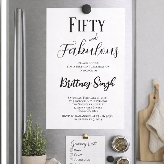 50 and Fabulous | 50th Birthday Party Invitation Einladung