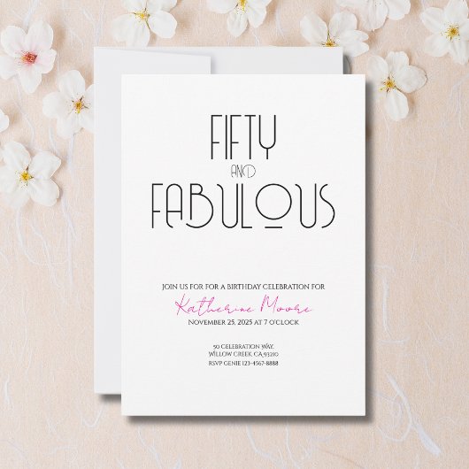 50 and Fabulous | 50th Birthday Party Invitation Einladung