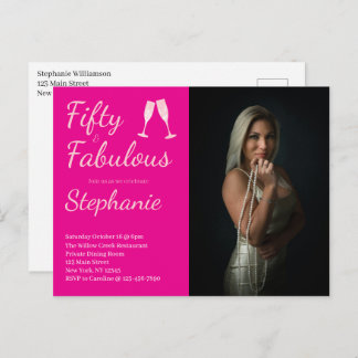 50 and Fabulous | 50th Birthday Party Photo Postkarte