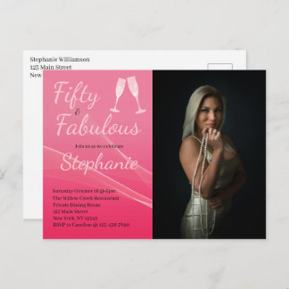 50 and Fabulous | 50th Birthday Party Photo Postkarte