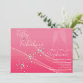 50 and Fabulous | 50th Birthday Party Pink Einladung (Stehend Vorderseite)