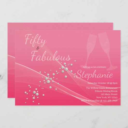 50 and Fabulous | 50th Birthday Party Pink Einladung (Vorne/Hinten)