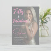 50 and Fabulous | 50th Birthday Party Pink Einladung (Stehend Vorderseite)