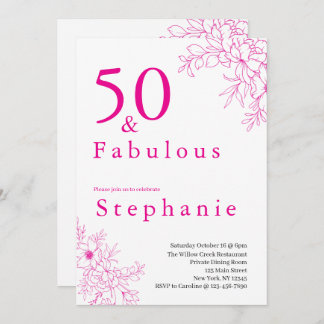 50 and Fabulous | 50th Birthday Party Pink Einladung