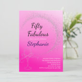 50 and Fabulous | 50th Birthday Party Pink Einladung (Stehend Vorderseite)