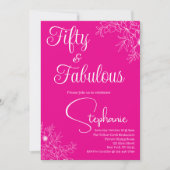 50 and Fabulous | 50th Birthday Party Pink White Einladung (Vorderseite)