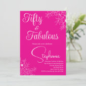 50 and Fabulous | 50th Birthday Party Pink White Einladung (Stehend Vorderseite)