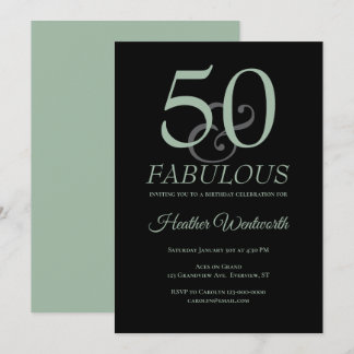 50 and Fabulous 50th Birthday Sage Black Einladung