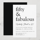 50 and Fabulous 50th Modern Minimal Fifty Birthday Einladung (Vorne/Hinten)