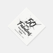 50 and Fabulous Birthday Bursting Black and White Serviette (Ecke)