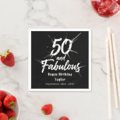 50 and Fabulous Birthday Bursting Modern Black Serviette (Beispiel)