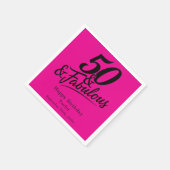 50 and Fabulous Birthday Chic Pink and Black Serviette (Ecke)