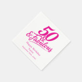 50 and Fabulous Birthday Chic Pink and White Serviette (Ecke)