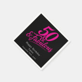 50 and Fabulous Birthday Chic Pink Script Serviette (Ecke)