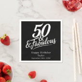 50 and Fabulous Birthday Chic Script Custom Serviette (Beispiel)