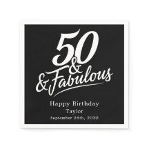 50 and Fabulous Birthday Chic Script Custom
