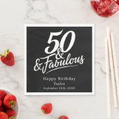 50 and Fabulous Birthday Chic Script Custom Serviette (Beispiel)