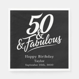 50 and Fabulous Birthday Chic Script Custom Serviette