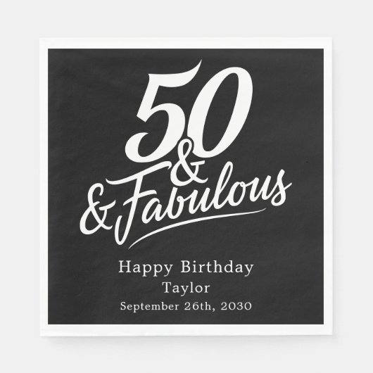 50 and Fabulous Birthday Chic Script Custom Serviette (Vorderseite)