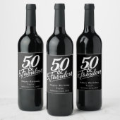 50 and Fabulous Birthday Chic Script Custom Weinetikett (Flaschen)