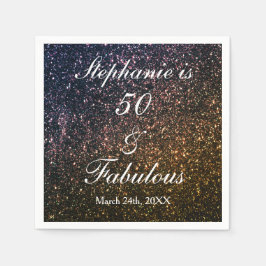 50 And Fabulous Birthday Gold Black Golden Glitter Serviette