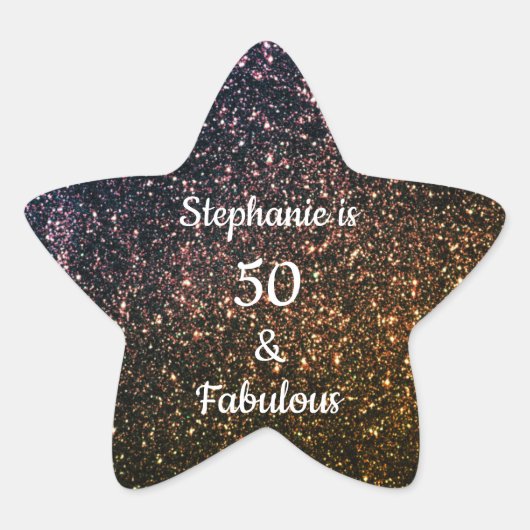 50 And Fabulous Birthday Gold Black Golden Glitter Stern-Aufkleber (Vorderseite)