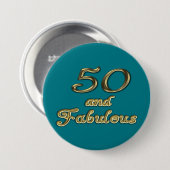 50 and Fabulous Birthday Gold Typography 50th Age Button (Vorne & Hinten)