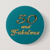 50 and Fabulous Birthday Gold Typography 50th Age Button (Vorderseite)