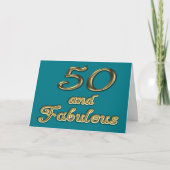 50 and Fabulous Birthday Gold Typography 50th Age Karte (Vorderseite)