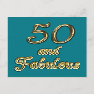 50 and Fabulous Birthday Gold Typography 50th Age Postkarte