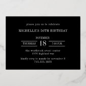 50 And Fabulous Birthday Photo Black and Gold Folieneinladung (Rückseite)