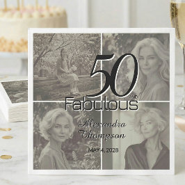 50 and Fabulous Birthday Photo Collage Party Serviette