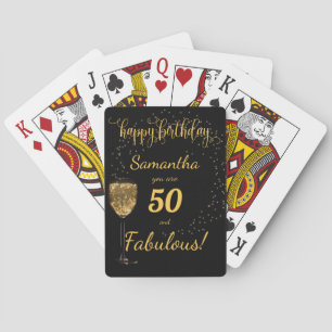 50 and Fabulous Black and Gold  Birthday Template Spielkarten