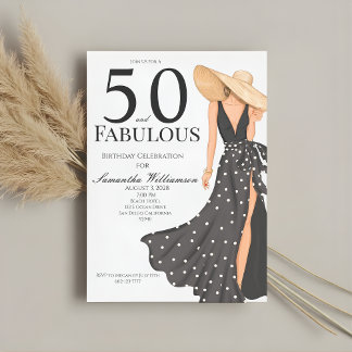 50 and Fabulous Black Birthday Party Einladung