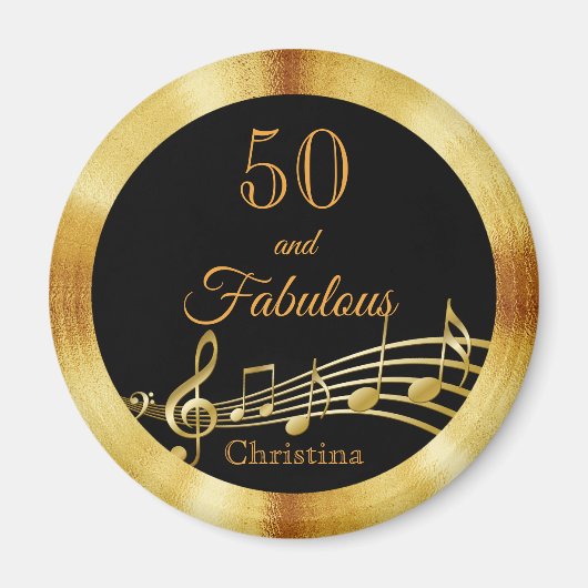 50 and fabulous black gold music name magnet (Vorne)