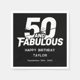 50 and Fabulous Bold Grunge Distressed Birthday Serviette