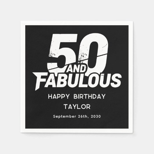 50 and Fabulous Bold Grunge Distressed Birthday Serviette (Vorderseite)