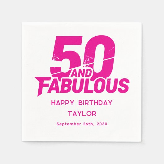 50 and Fabulous Bold Grunge Distressed Pink Serviette (Vorderseite)