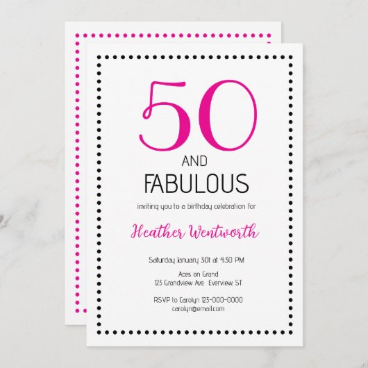 50 and Fabulous Charming 50th Birthday Einladung (Vorne/Hinten)
